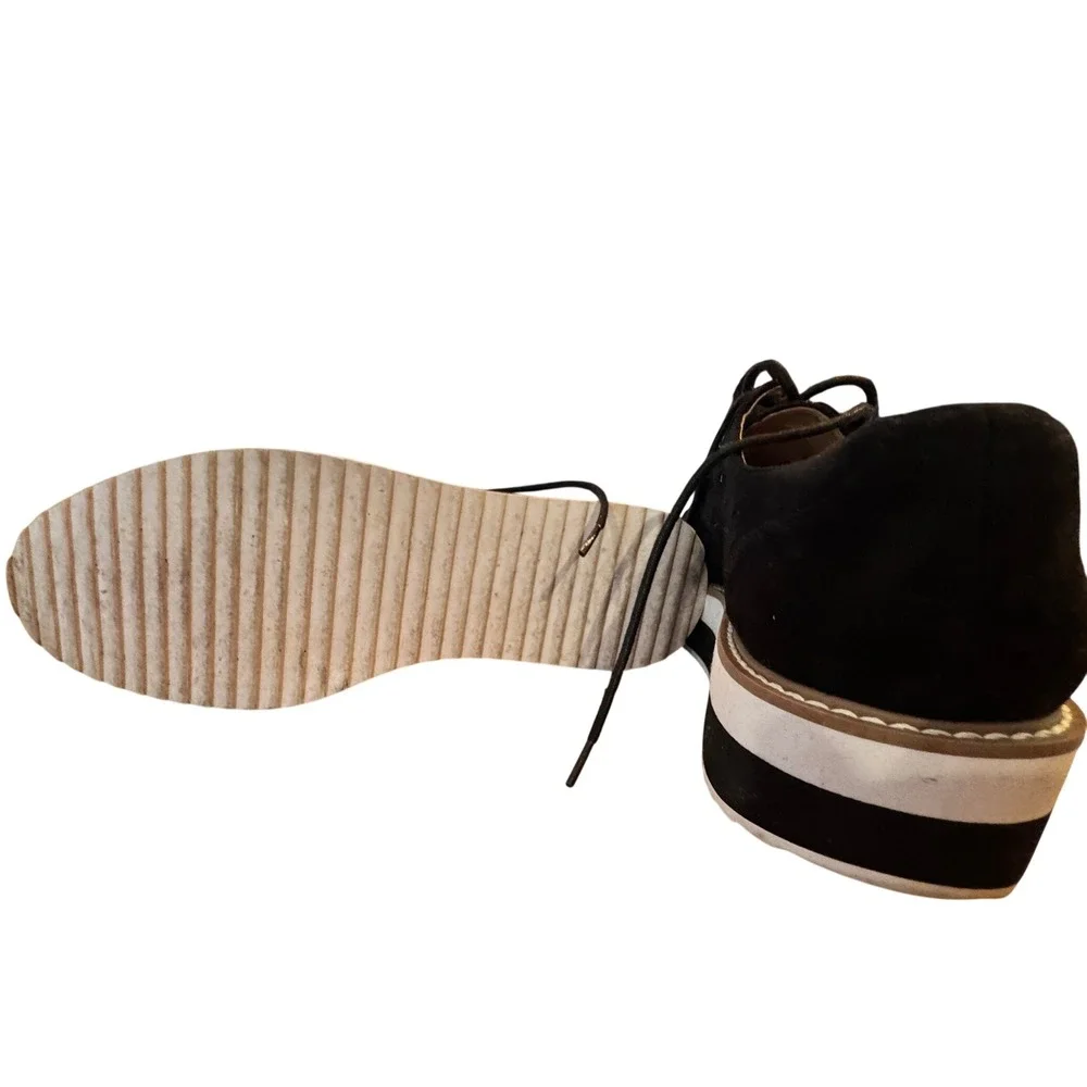 14th &‎ Union Black Suede Platform Lace Up Oxford Creeper Shoes Chunky 8M